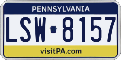 PA license plate LSW8157