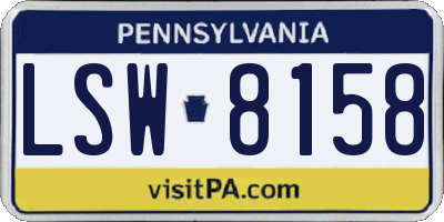 PA license plate LSW8158