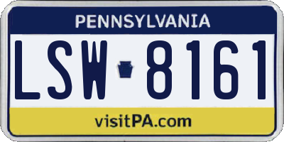 PA license plate LSW8161