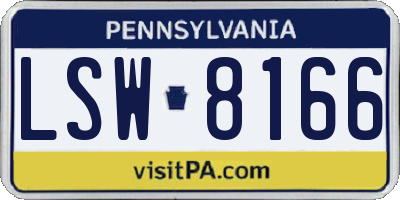 PA license plate LSW8166