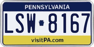 PA license plate LSW8167
