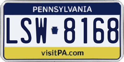 PA license plate LSW8168