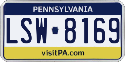PA license plate LSW8169