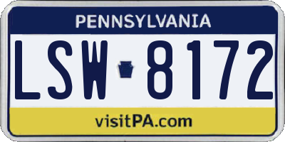 PA license plate LSW8172
