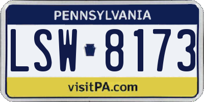 PA license plate LSW8173