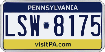 PA license plate LSW8175
