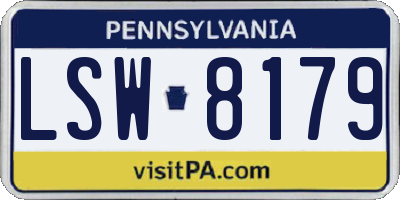 PA license plate LSW8179