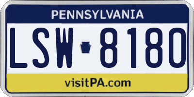 PA license plate LSW8180