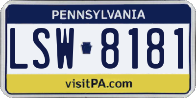 PA license plate LSW8181