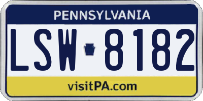 PA license plate LSW8182
