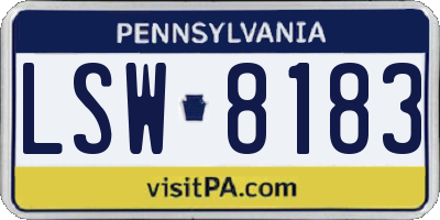 PA license plate LSW8183