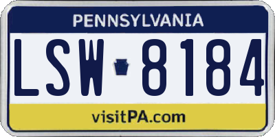 PA license plate LSW8184