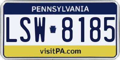 PA license plate LSW8185