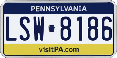 PA license plate LSW8186