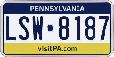 PA license plate LSW8187