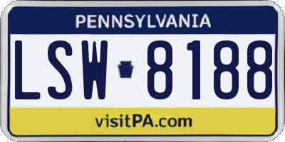 PA license plate LSW8188