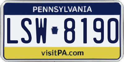 PA license plate LSW8190