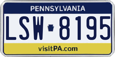PA license plate LSW8195