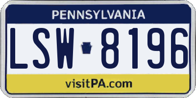 PA license plate LSW8196