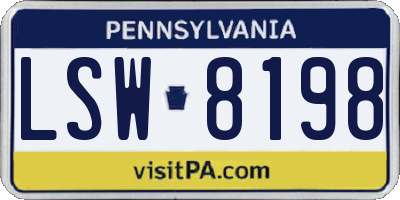 PA license plate LSW8198
