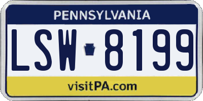 PA license plate LSW8199