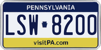 PA license plate LSW8200