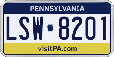 PA license plate LSW8201