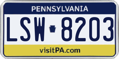 PA license plate LSW8203