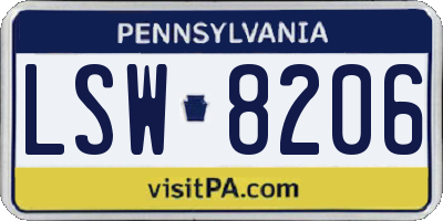 PA license plate LSW8206