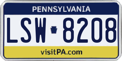 PA license plate LSW8208