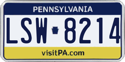 PA license plate LSW8214