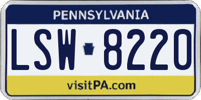 PA license plate LSW8220