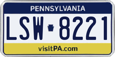 PA license plate LSW8221