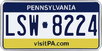 PA license plate LSW8224