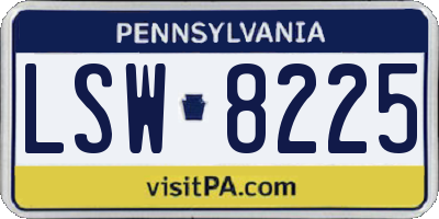 PA license plate LSW8225