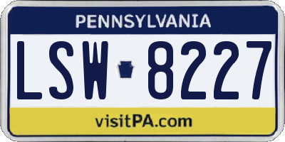 PA license plate LSW8227