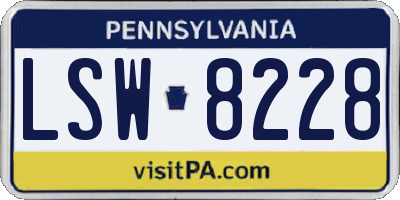 PA license plate LSW8228