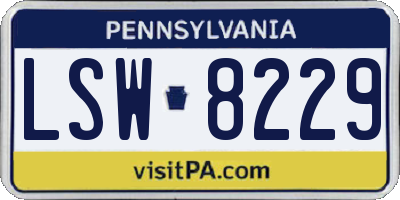 PA license plate LSW8229