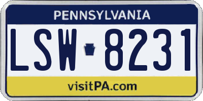 PA license plate LSW8231