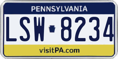PA license plate LSW8234