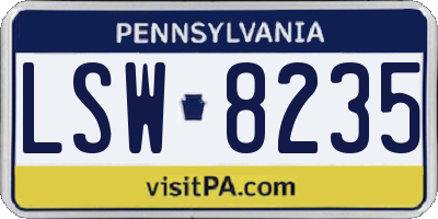 PA license plate LSW8235
