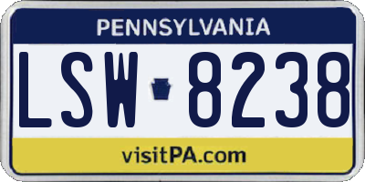 PA license plate LSW8238