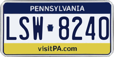 PA license plate LSW8240