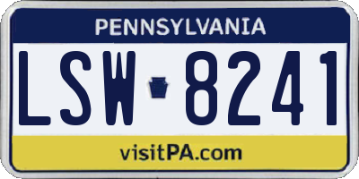 PA license plate LSW8241