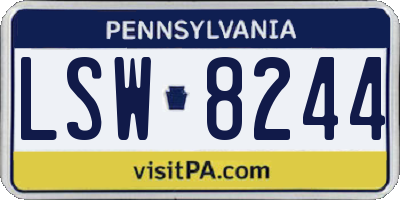 PA license plate LSW8244