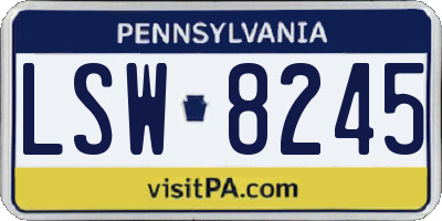 PA license plate LSW8245