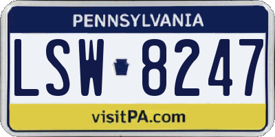 PA license plate LSW8247