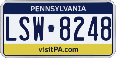 PA license plate LSW8248