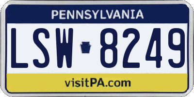 PA license plate LSW8249