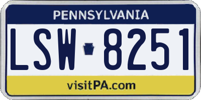 PA license plate LSW8251